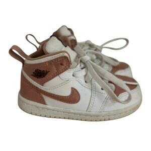 Nike Air Jordan 1 Mid Toddler Shoes 7C Rose Gold Metallic Pink Sneakers